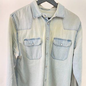 Zara Topstitched Denim Shirt